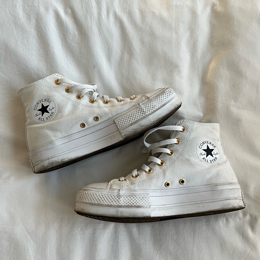 Converse white platform shoes